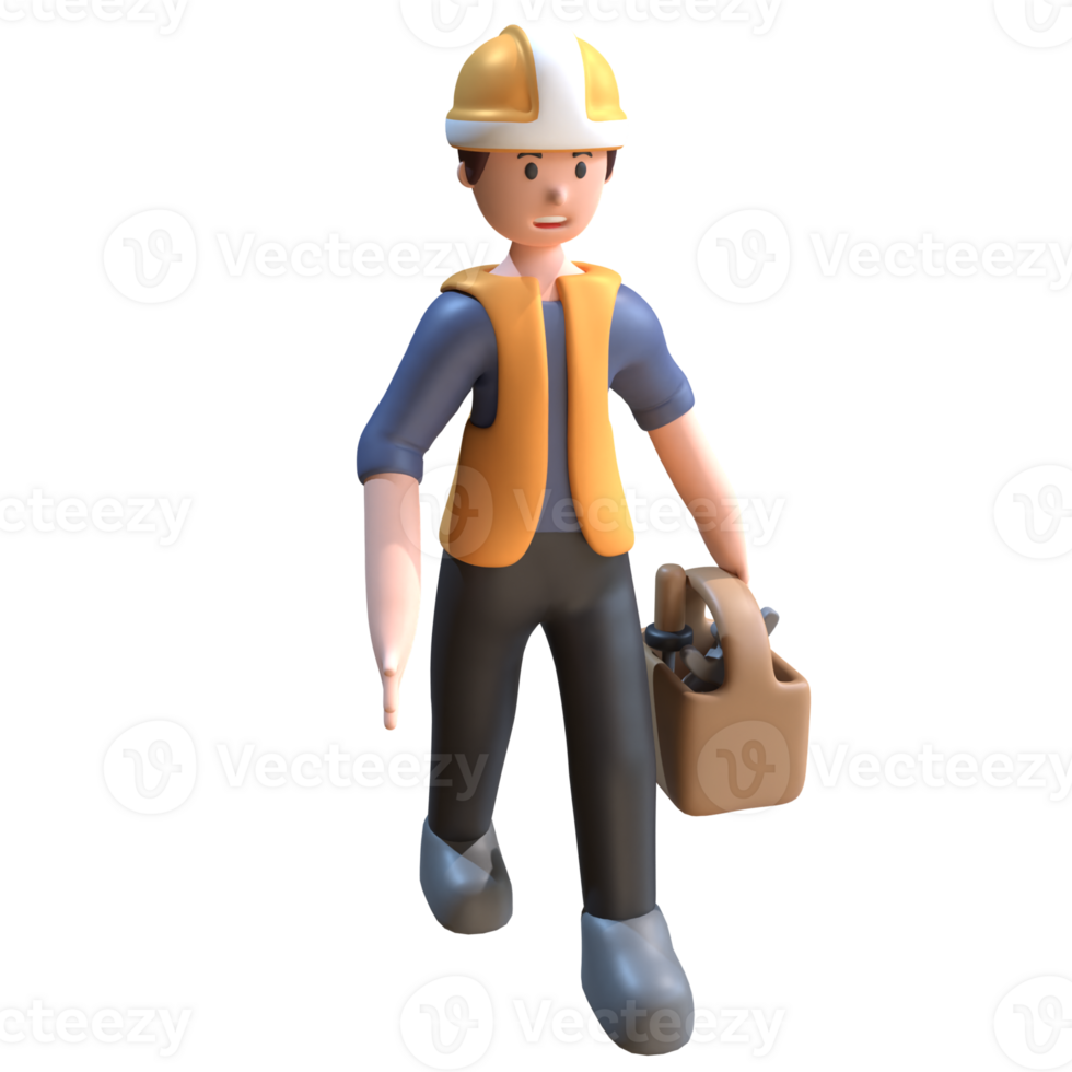 3D Character of a Industrial Worker png