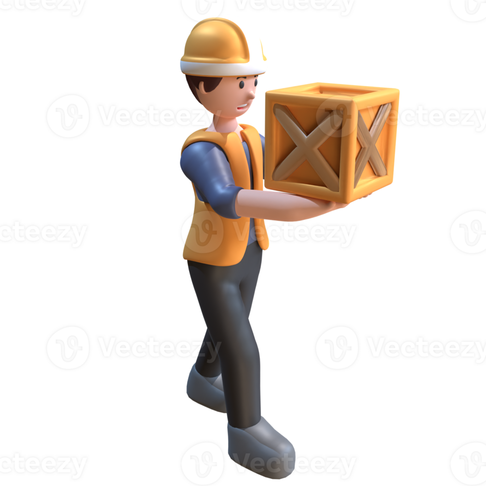 3D Character of a Industrial Worker png
