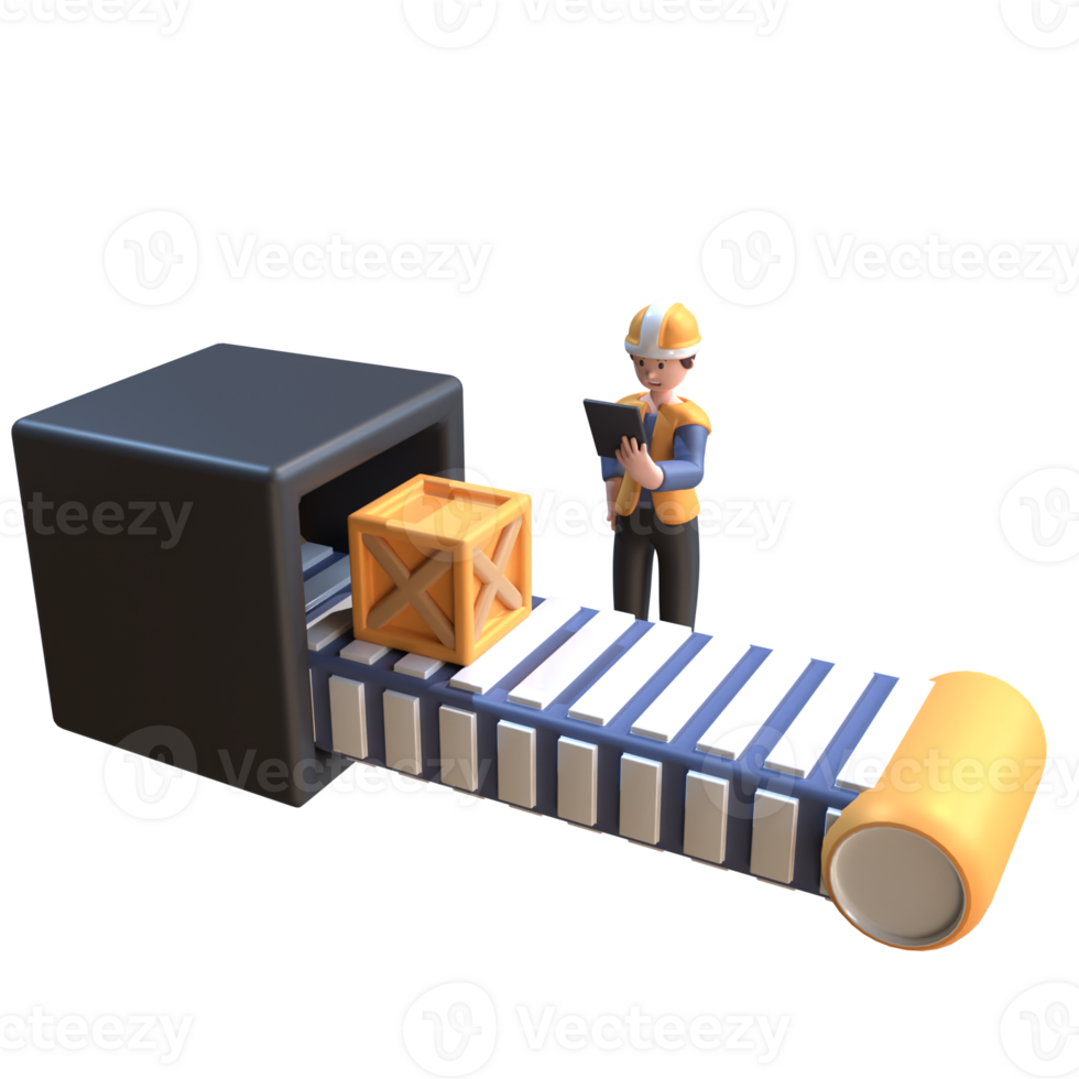 3D Character of a Industrial Worker png