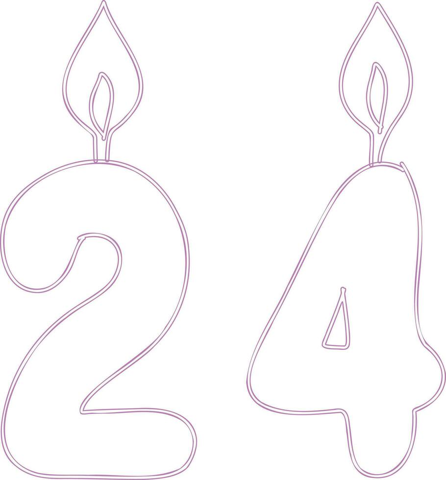 Number 24 with a candle. vector