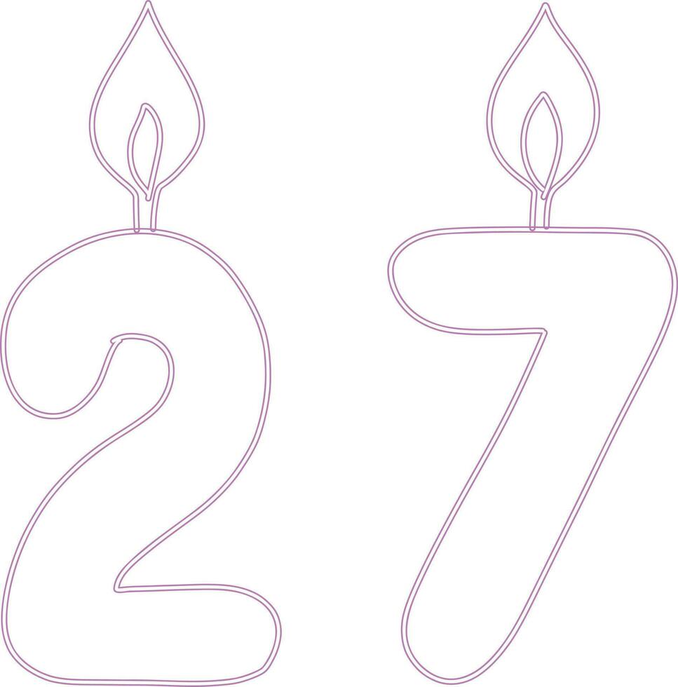 Number 27 with a candle. vector