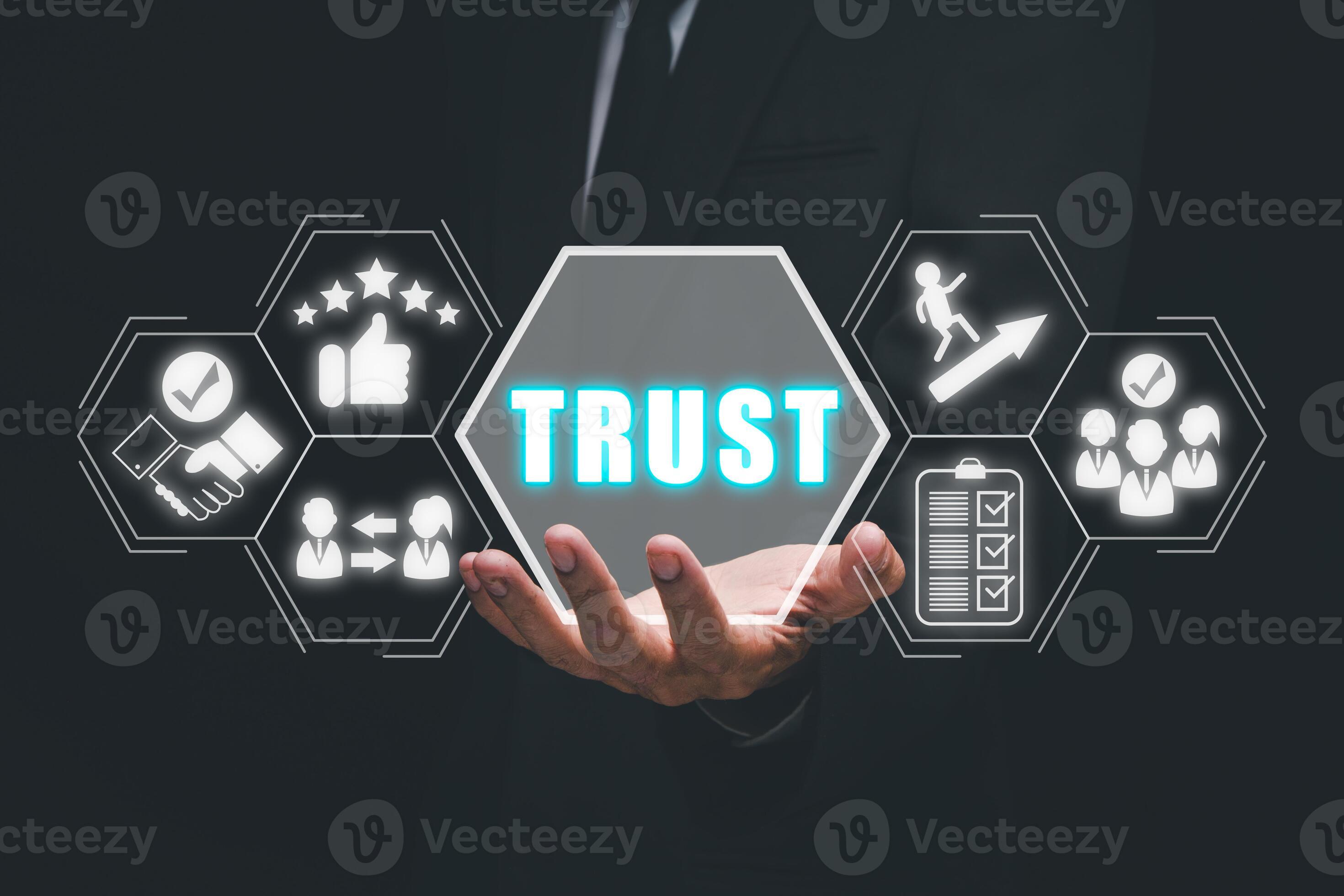 Trust customer relations reliability business concept, Business person