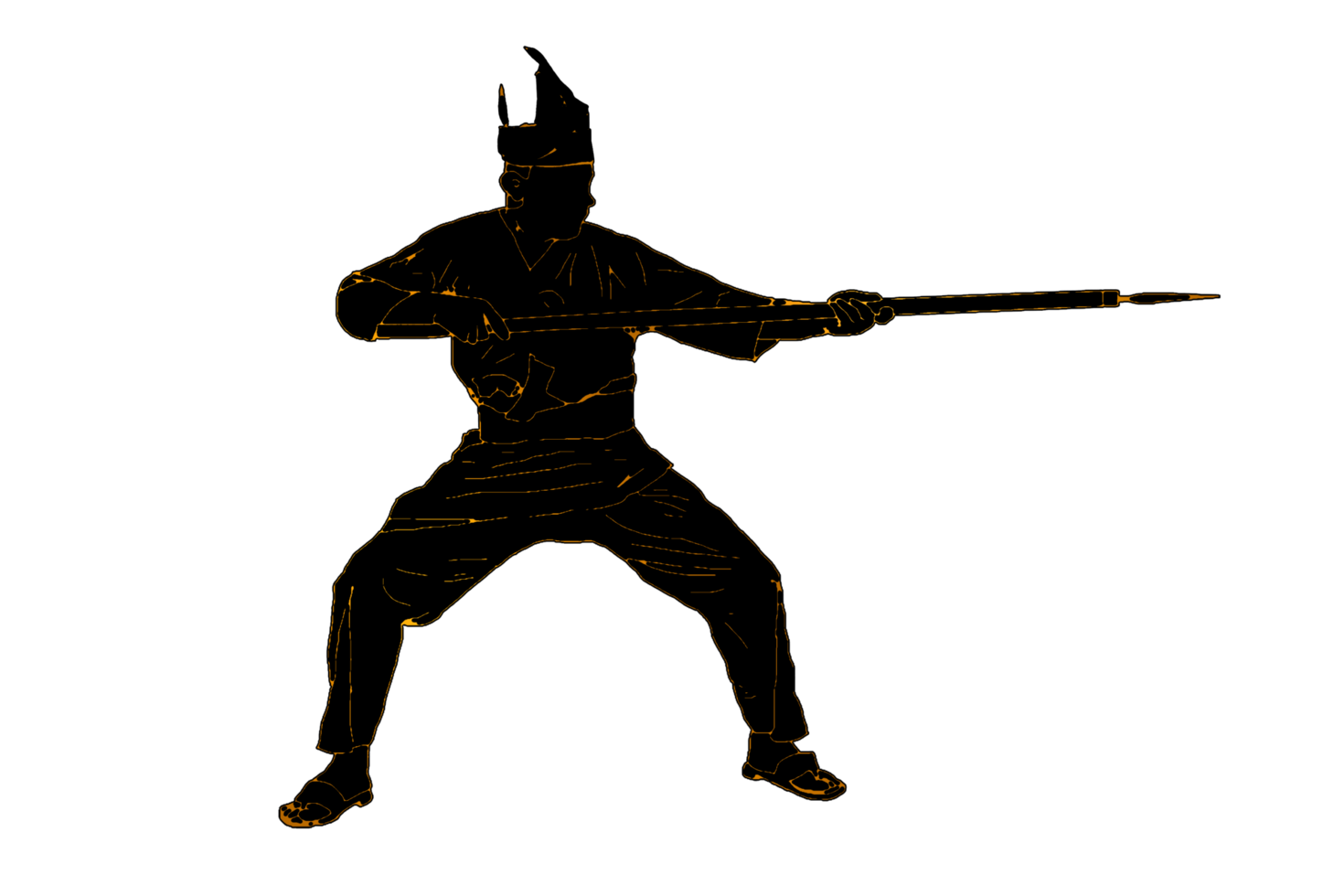 Nusantara warrior combating movement pattern with hold spear png