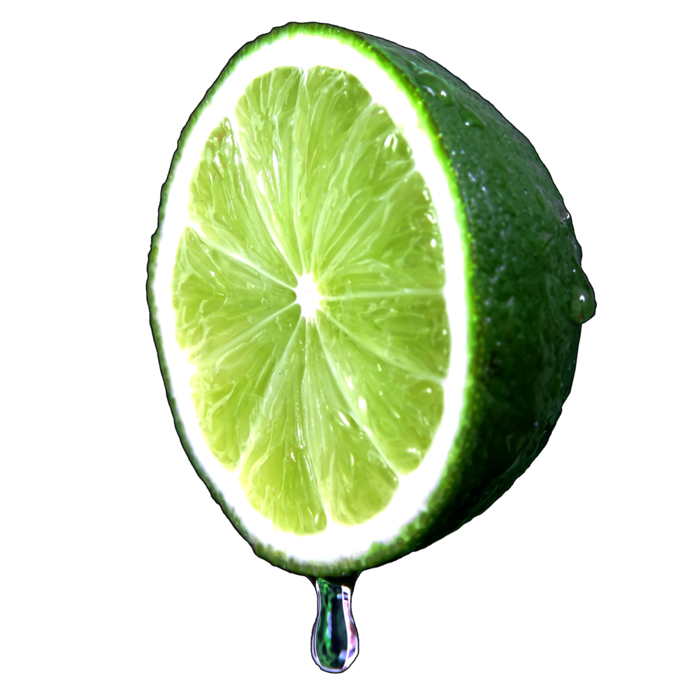 ein Hälfte Limette mit fallen Wasser png