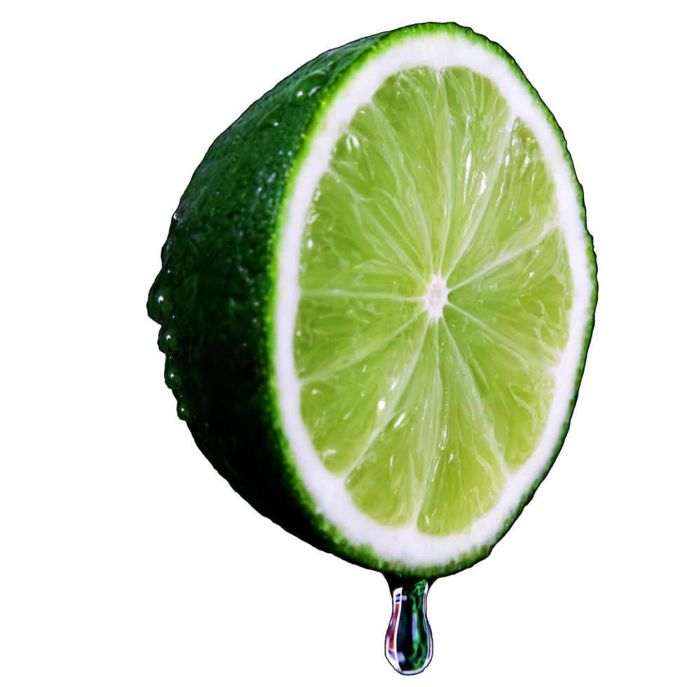 ein Hälfte Limette mit fallen Wasser png