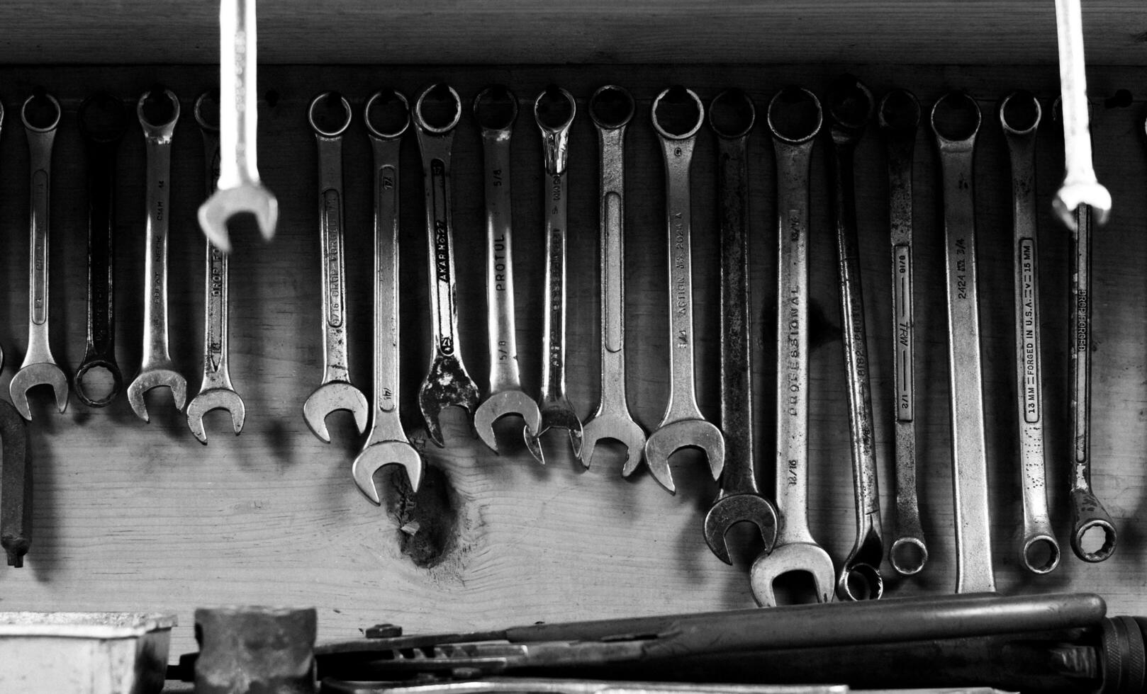 set of wrenches in garage photo