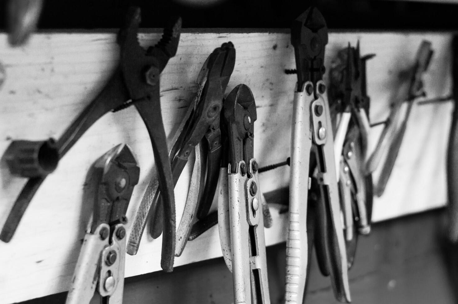 set of pliers in workshop photo