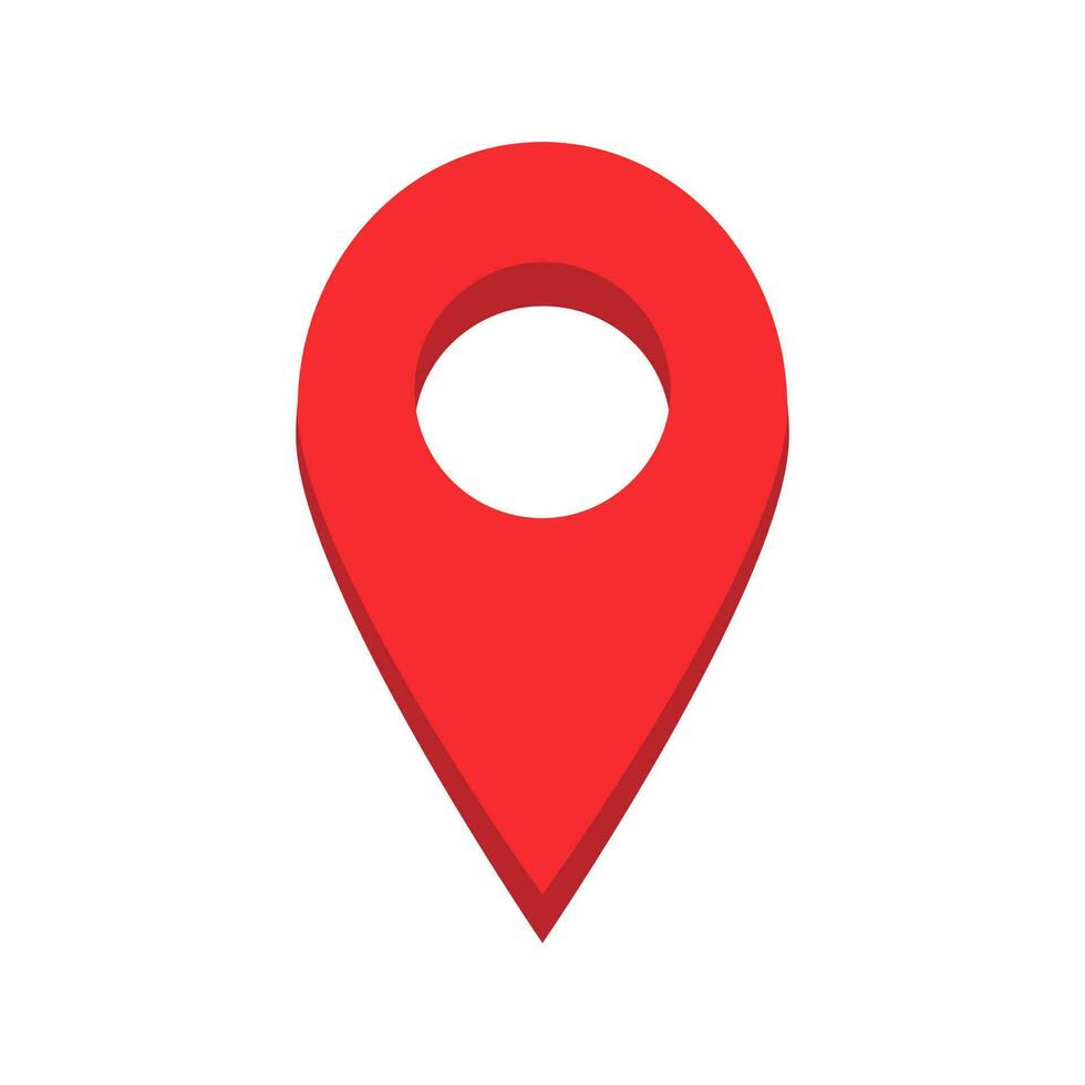 Red Location Pin 3D Style Isolated Vector Illustration