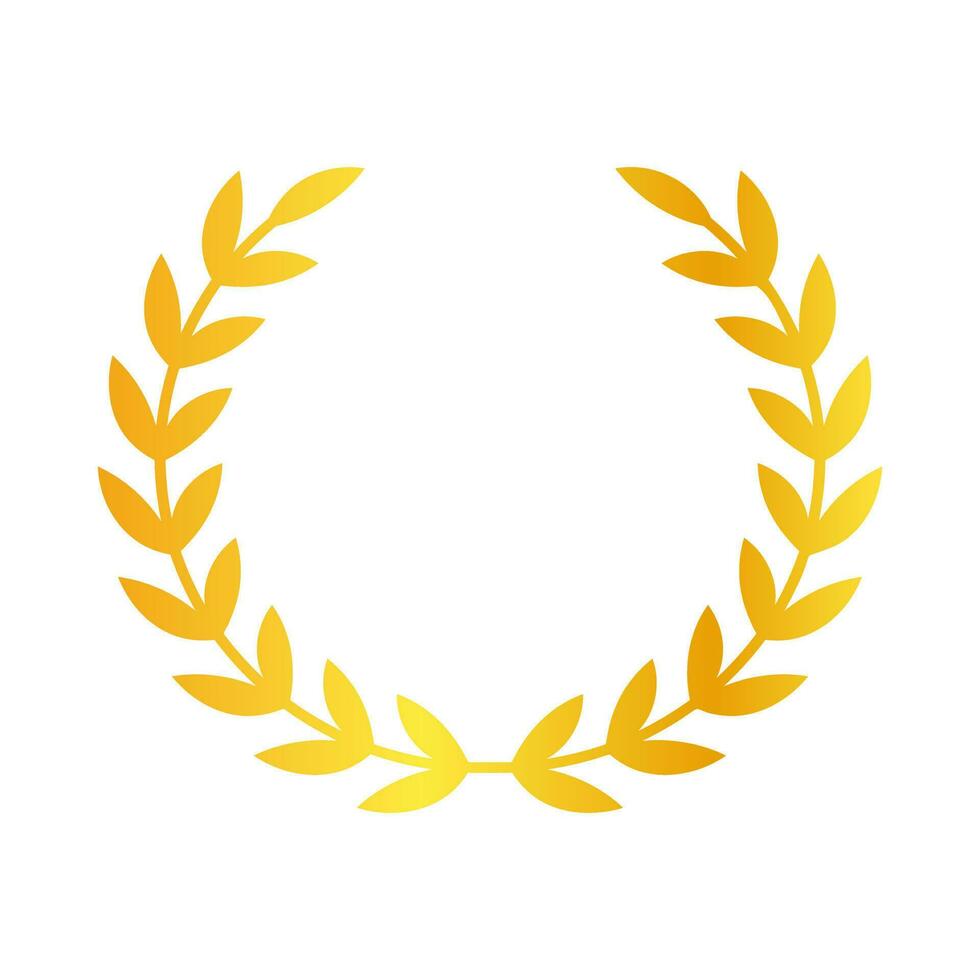 Yellow Gold Leaf Laurel Wreath Decoration Isolated Vector Icon Illustration