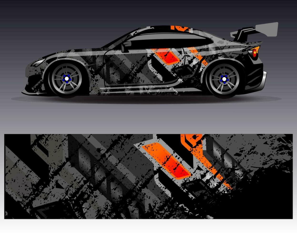 vector de diseño de envoltura de coche. Diseños de kits de fondo de carreras de franjas abstractas gráficas para envolver vehículos carrera de autos rally aventura y librea