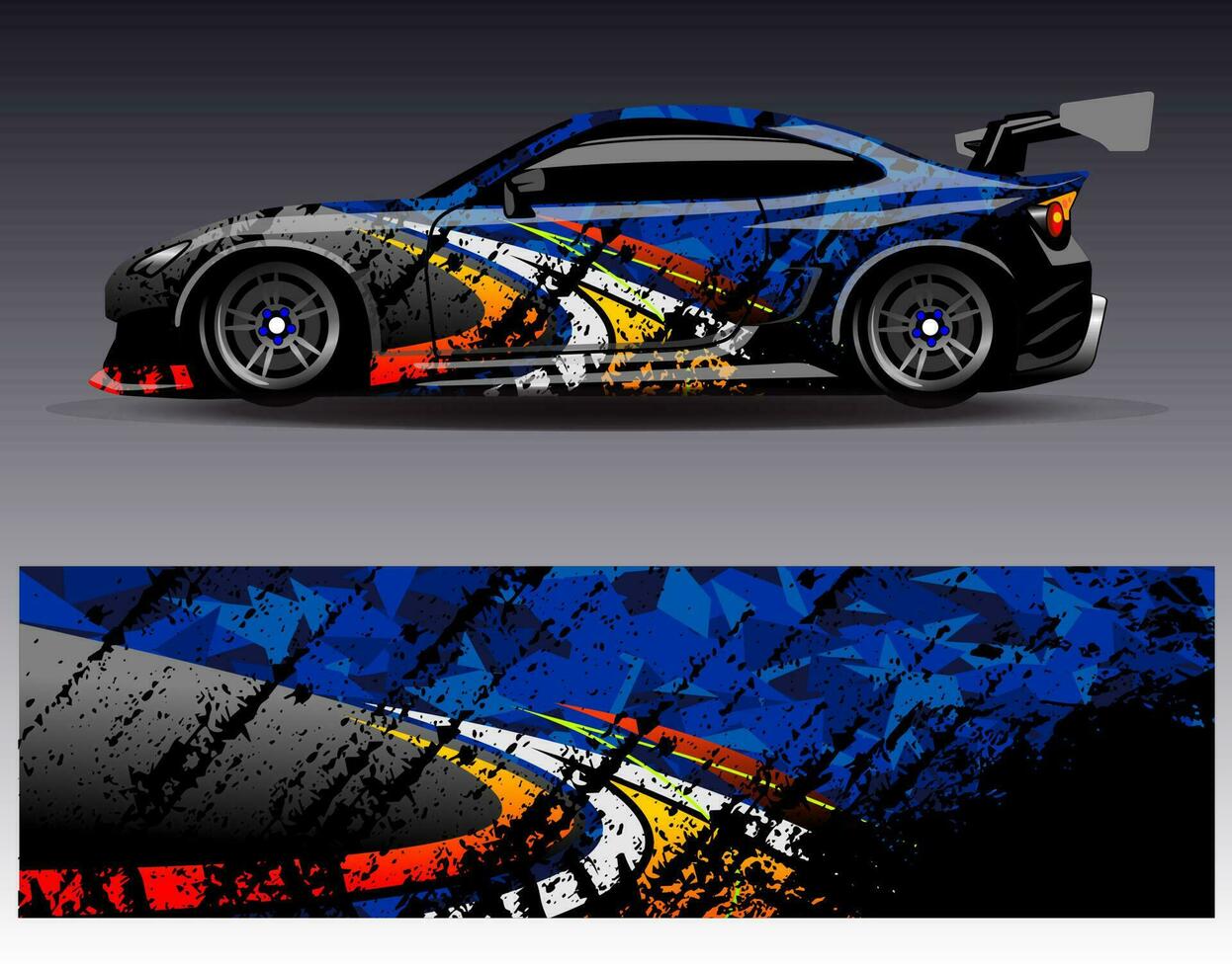 Car wrap design vector. Graphic abstract stripe racing background kit designs for wrap vehicle  race car  rally  adventure and livery vector