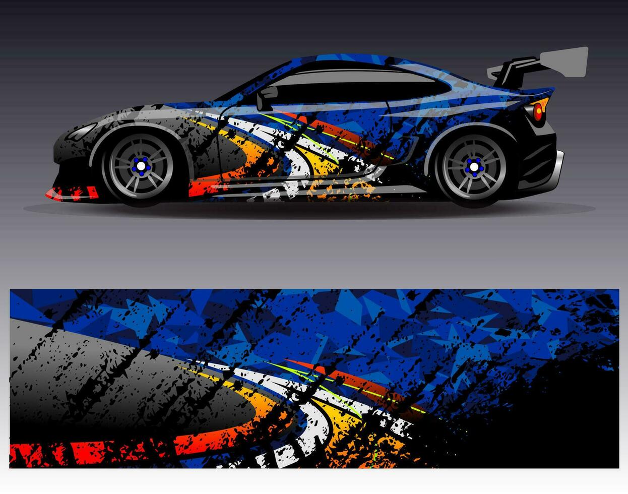 Car wrap design vector. Graphic abstract stripe racing background kit designs for wrap vehicle  race car  rally  adventure and livery vector