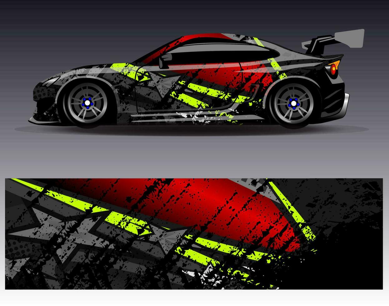 vector de diseño de envoltura de coche. Diseños de kits de fondo de carreras de franjas abstractas gráficas para envolver vehículos carrera de autos rally aventura y librea