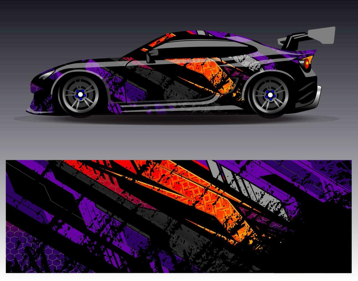 Car wrap design vector. Graphic abstract stripe racing background kit designs for wrap vehicle  race car  rally  adventure and livery vector