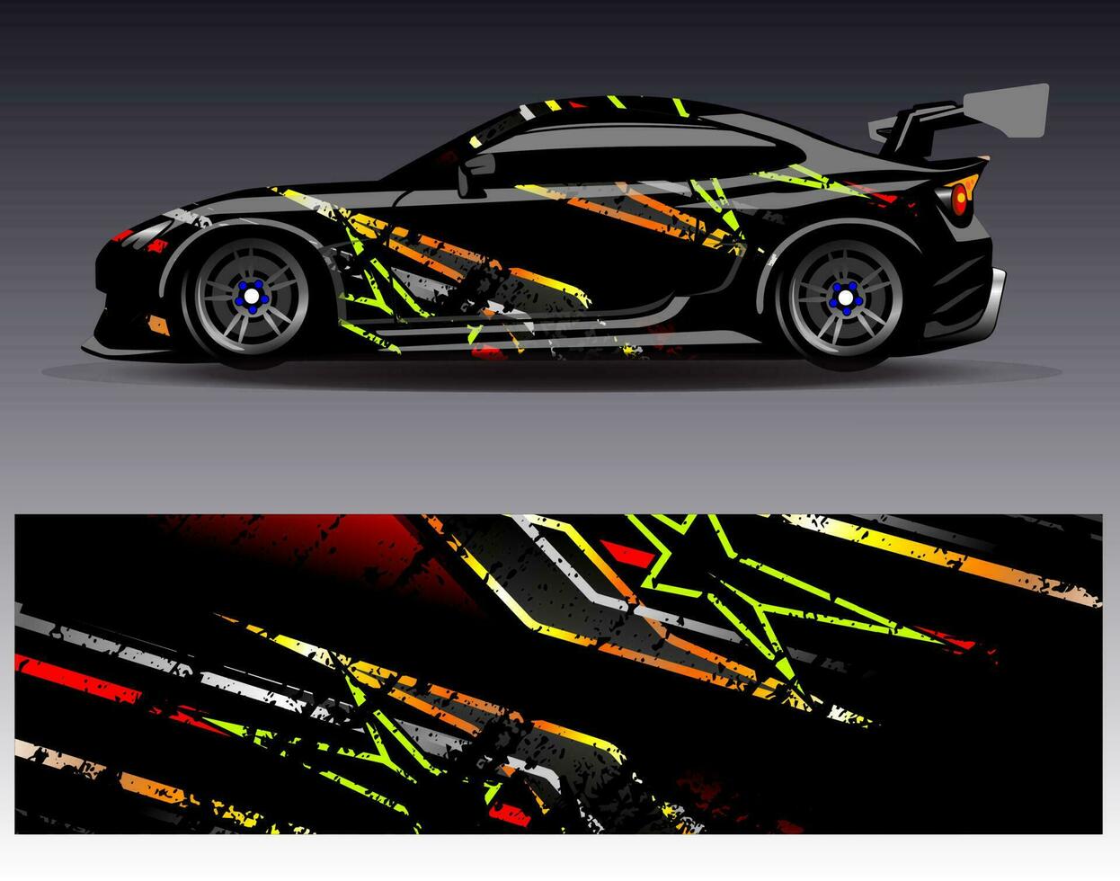 Car wrap design vector. Graphic abstract stripe racing background kit designs for wrap vehicle  race car  rally  adventure and livery vector