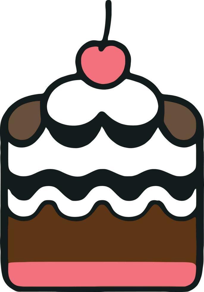 Birthday, wedding, tart cake with candle in flat color vector design in white background