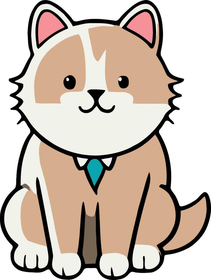 Funny cat and adorable kitten character vector design with flat color in white background suitable for sticker, cartoon and print design.