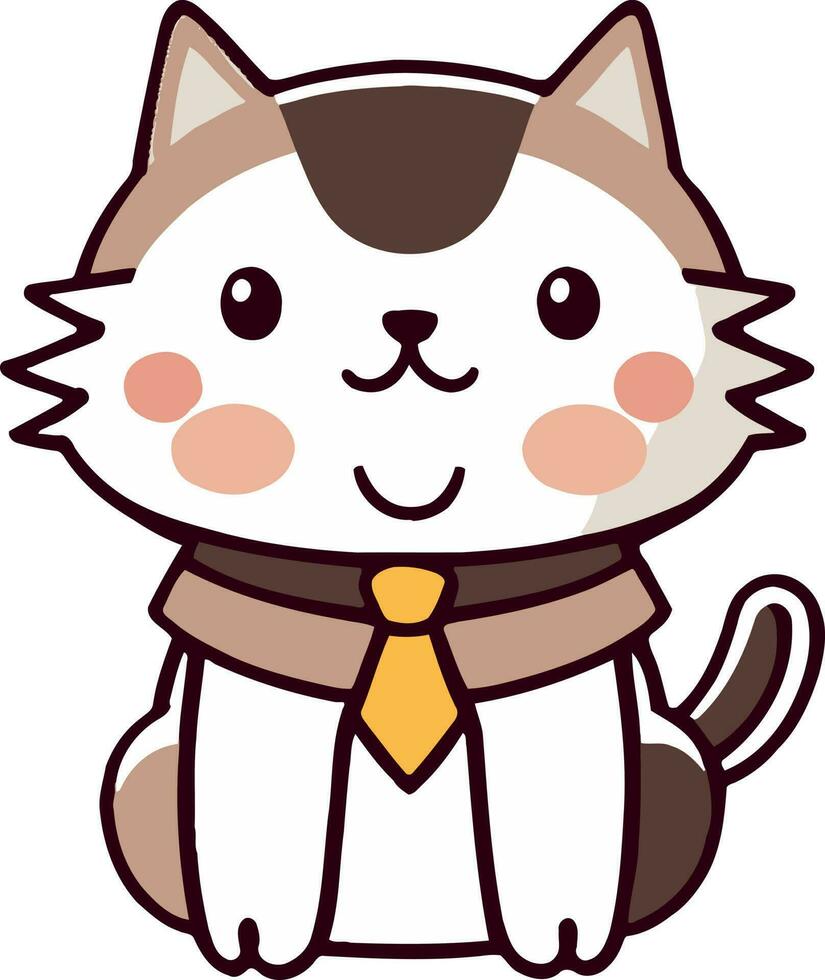 gracioso gato y adorable gatito personaje vector diseño con plano color en blanco antecedentes adecuado para pegatina, dibujos animados y impresión diseño.