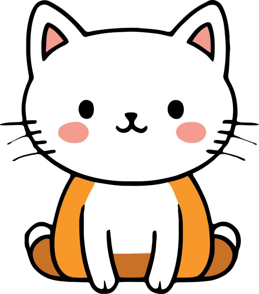 Funny cat and adorable kitten character vector design with flat color in white background suitable for sticker, cartoon and print design.