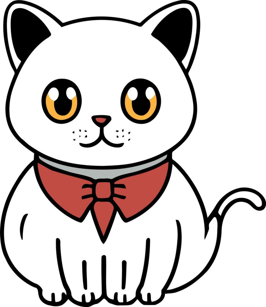 gracioso gato y adorable gatito personaje vector diseño con plano color en blanco antecedentes adecuado para pegatina, dibujos animados y impresión diseño.