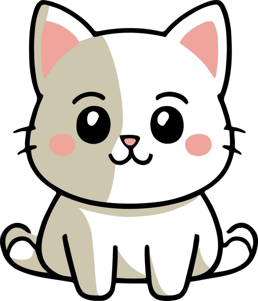 gracioso gato y adorable gatito personaje vector diseño con plano color en blanco antecedentes adecuado para pegatina, dibujos animados y impresión diseño.