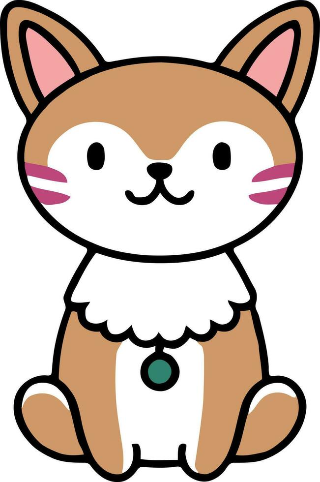 Funny cat and adorable kitten character vector design with flat color in white background suitable for sticker, cartoon and print design.