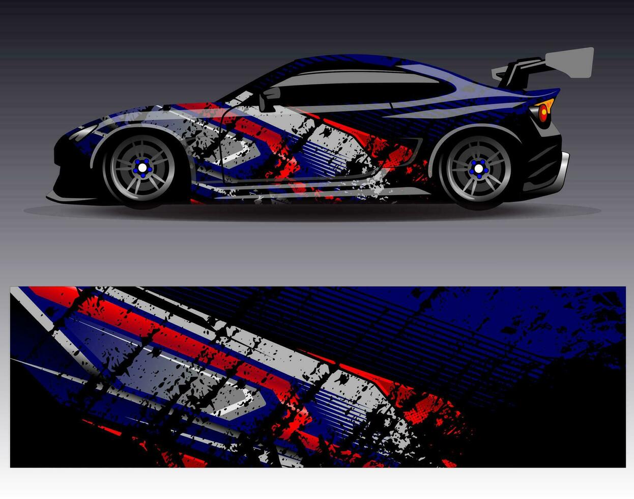 vector de diseño de envoltura de coche. Diseños de kits de fondo de carreras de franjas abstractas gráficas para envolver vehículos carrera de autos rally aventura y librea