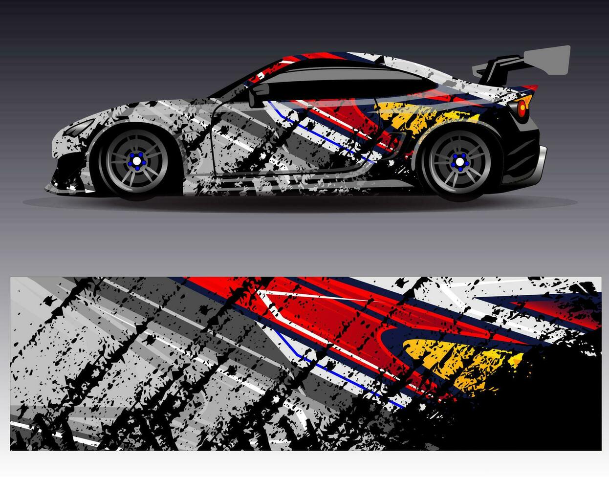 Car wrap design vector. Graphic abstract stripe racing background kit designs for wrap vehicle  race car  rally  adventure and livery vector