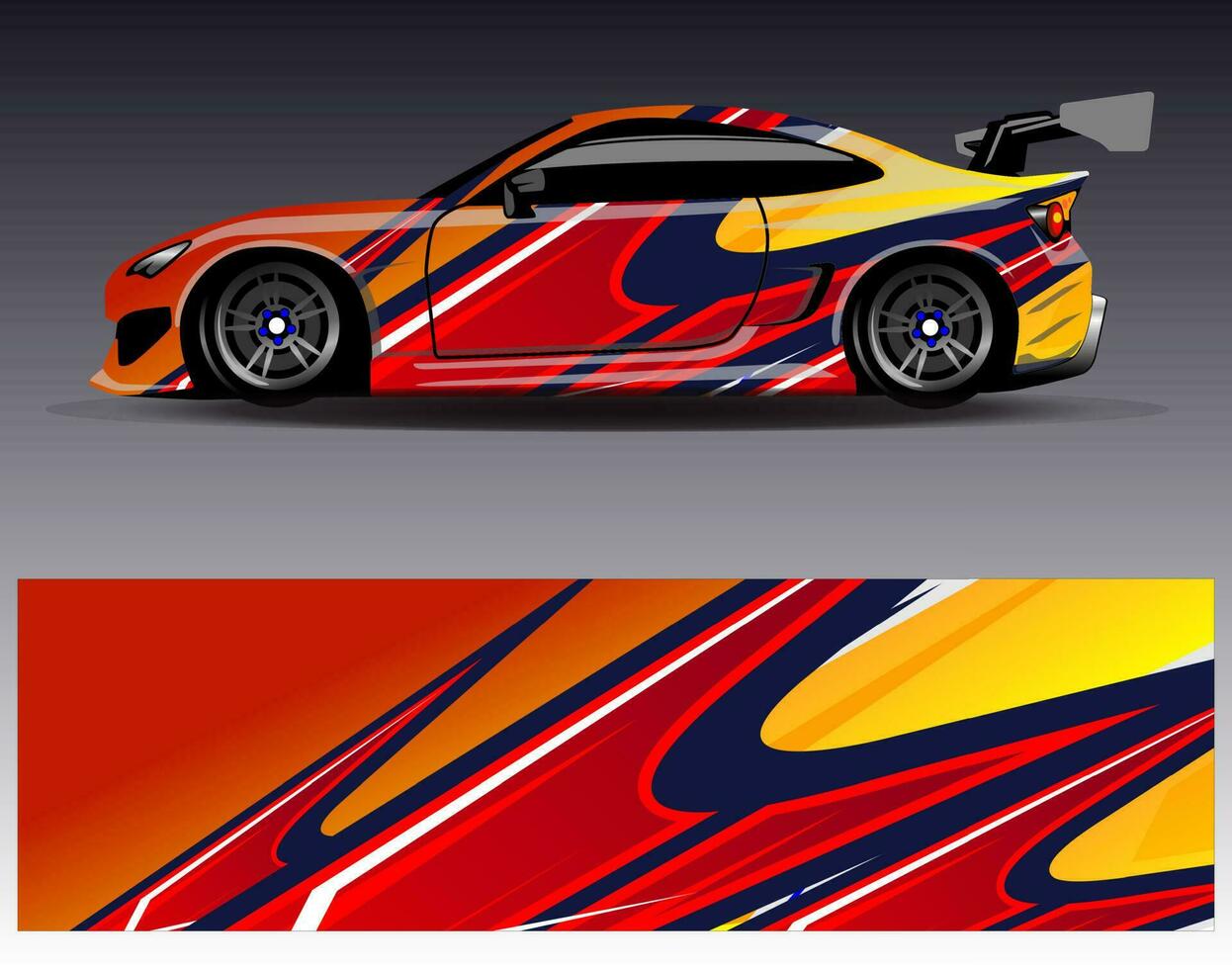 vector de diseño de envoltura de coche. Diseños de kits de fondo de carreras de franjas abstractas gráficas para envolver vehículos carrera de autos rally aventura y librea