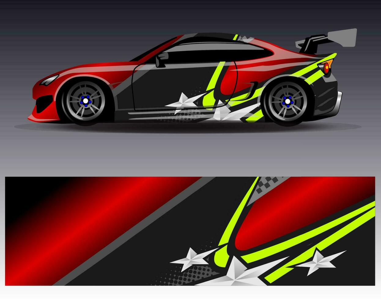 vector de diseño de envoltura de coche. Diseños de kits de fondo de carreras de franjas abstractas gráficas para envolver vehículos carrera de autos rally aventura y librea