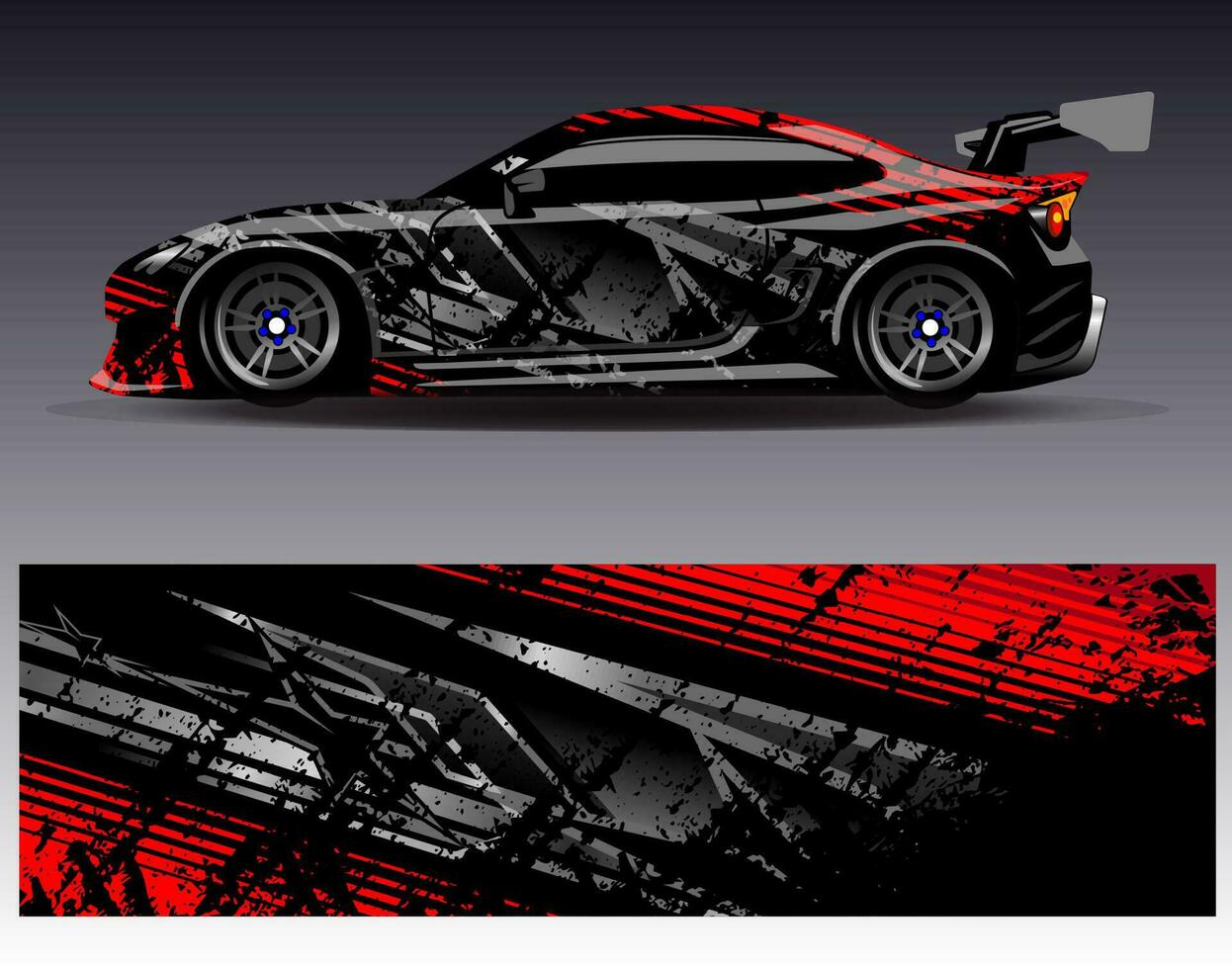 Car wrap design vector. Graphic abstract stripe racing background kit designs for wrap vehicle  race car  rally  adventure and livery vector