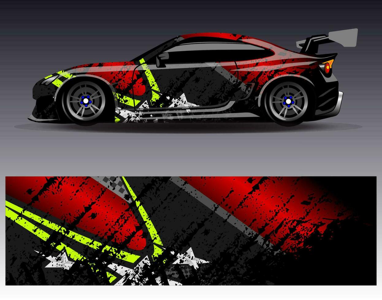 vector de diseño de envoltura de coche. Diseños de kits de fondo de carreras de franjas abstractas gráficas para envolver vehículos carrera de autos rally aventura y librea