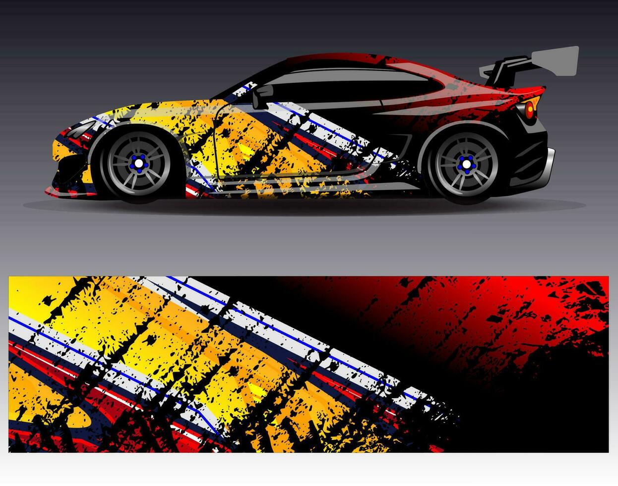 Car wrap design vector. Graphic abstract stripe racing background kit designs for wrap vehicle  race car  rally  adventure and livery vector