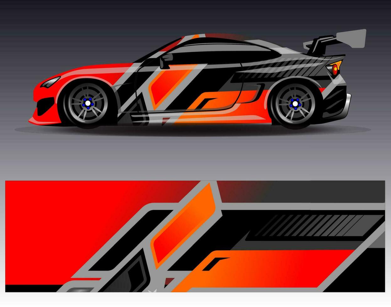 vector de diseño de envoltura de coche. Diseños de kits de fondo de carreras de franjas abstractas gráficas para envolver vehículos carrera de autos rally aventura y librea