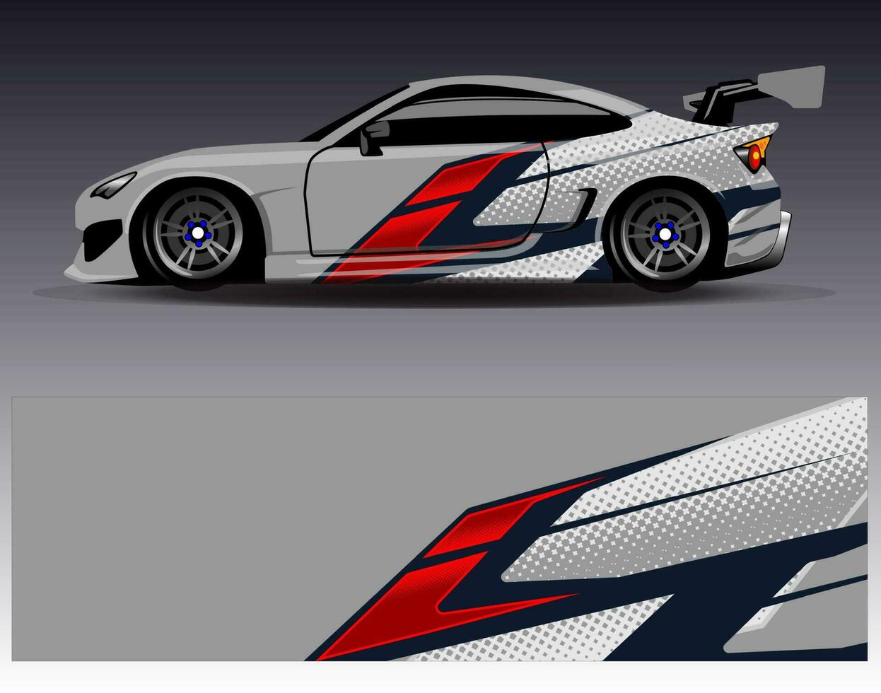 vector de diseño de envoltura de coche. Diseños de kits de fondo de carreras de franjas abstractas gráficas para envolver vehículos carrera de autos rally aventura y librea