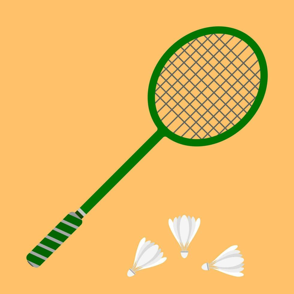 Badminton racket with shuttlecock in flat vector illustration design