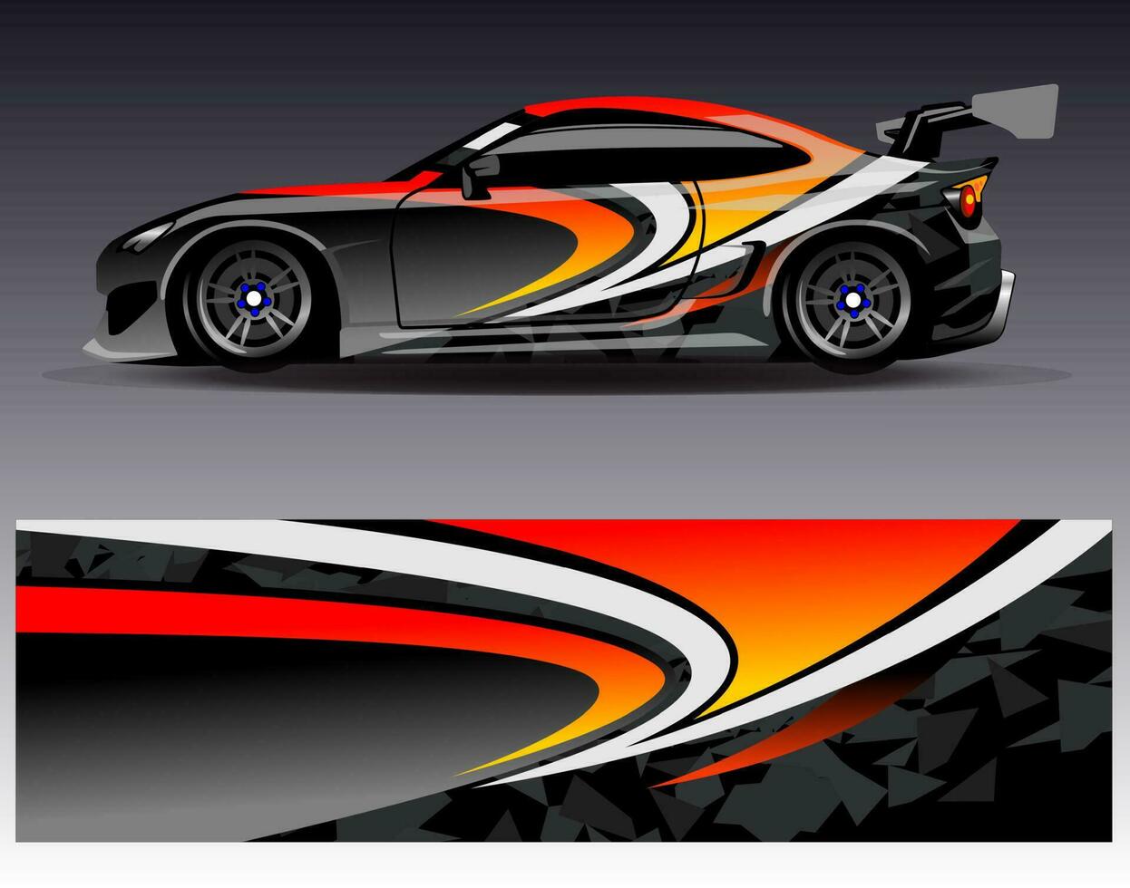 Car wrap design vector. Graphic abstract stripe racing background kit designs for wrap vehicle  race car  rally  adventure and livery vector