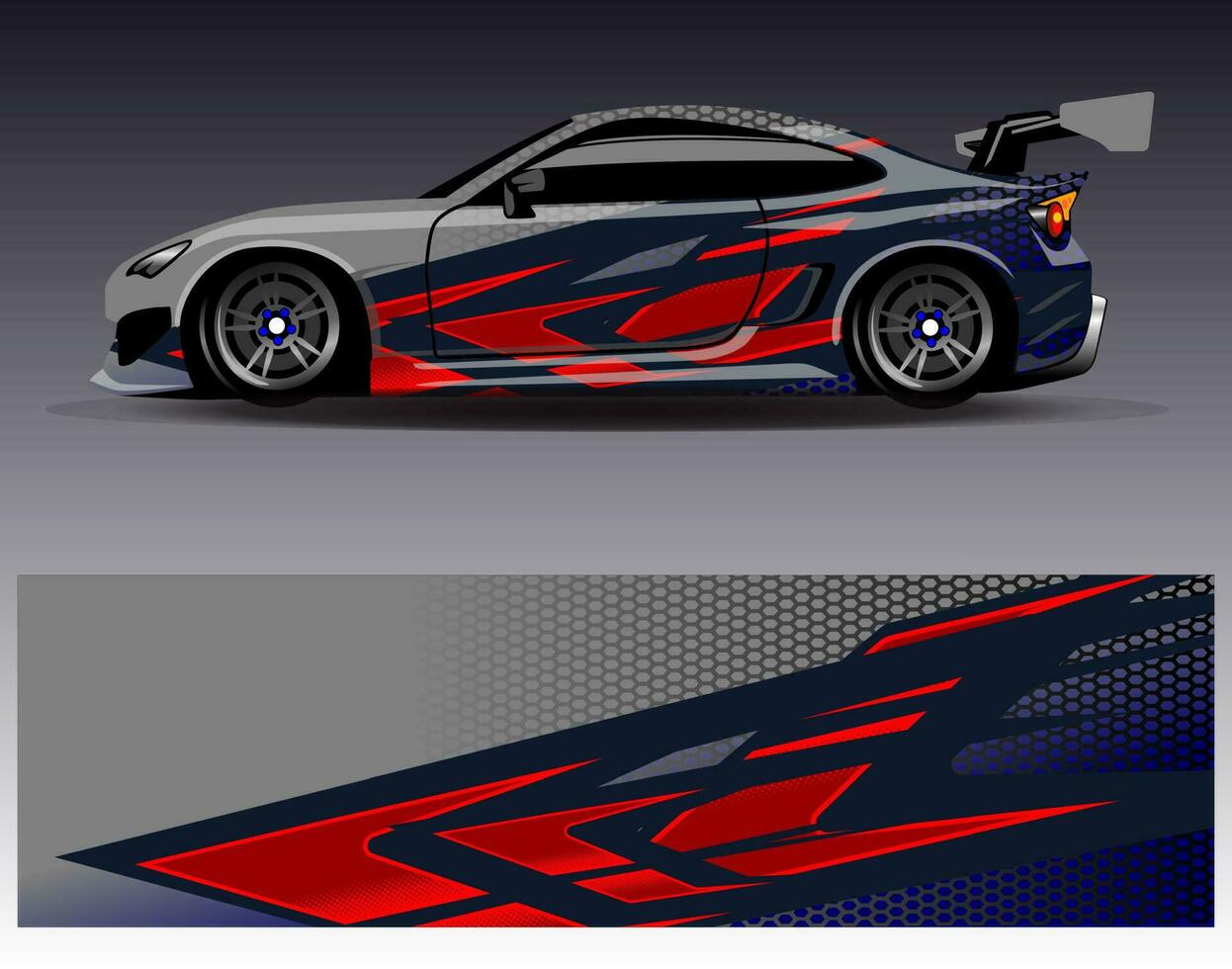 vector de diseño de envoltura de coche. Diseños de kits de fondo de carreras de franjas abstractas gráficas para envolver vehículos carrera de autos rally aventura y librea