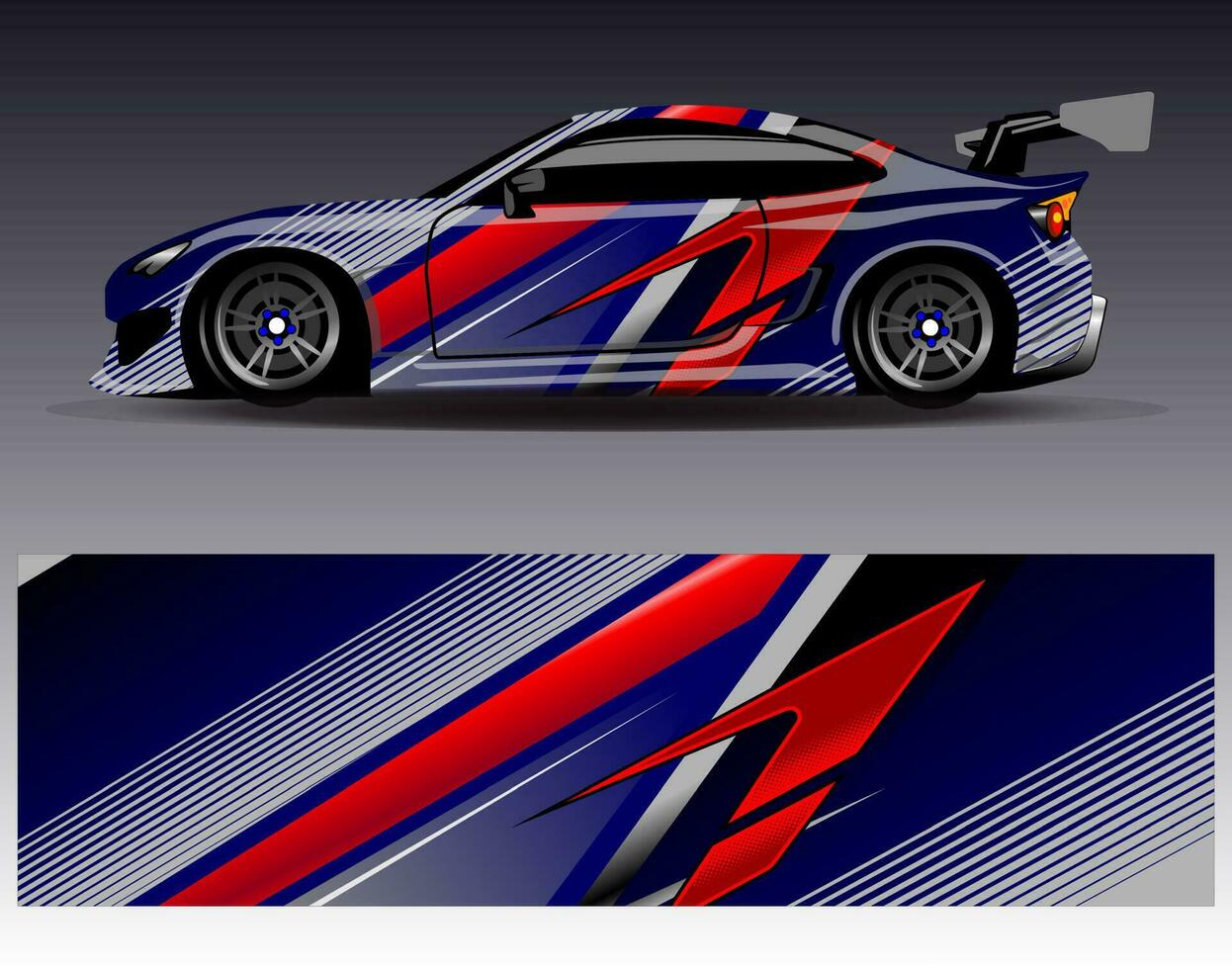 Car wrap design vector. Graphic abstract stripe racing background kit designs for wrap vehicle  race car  rally  adventure and livery vector