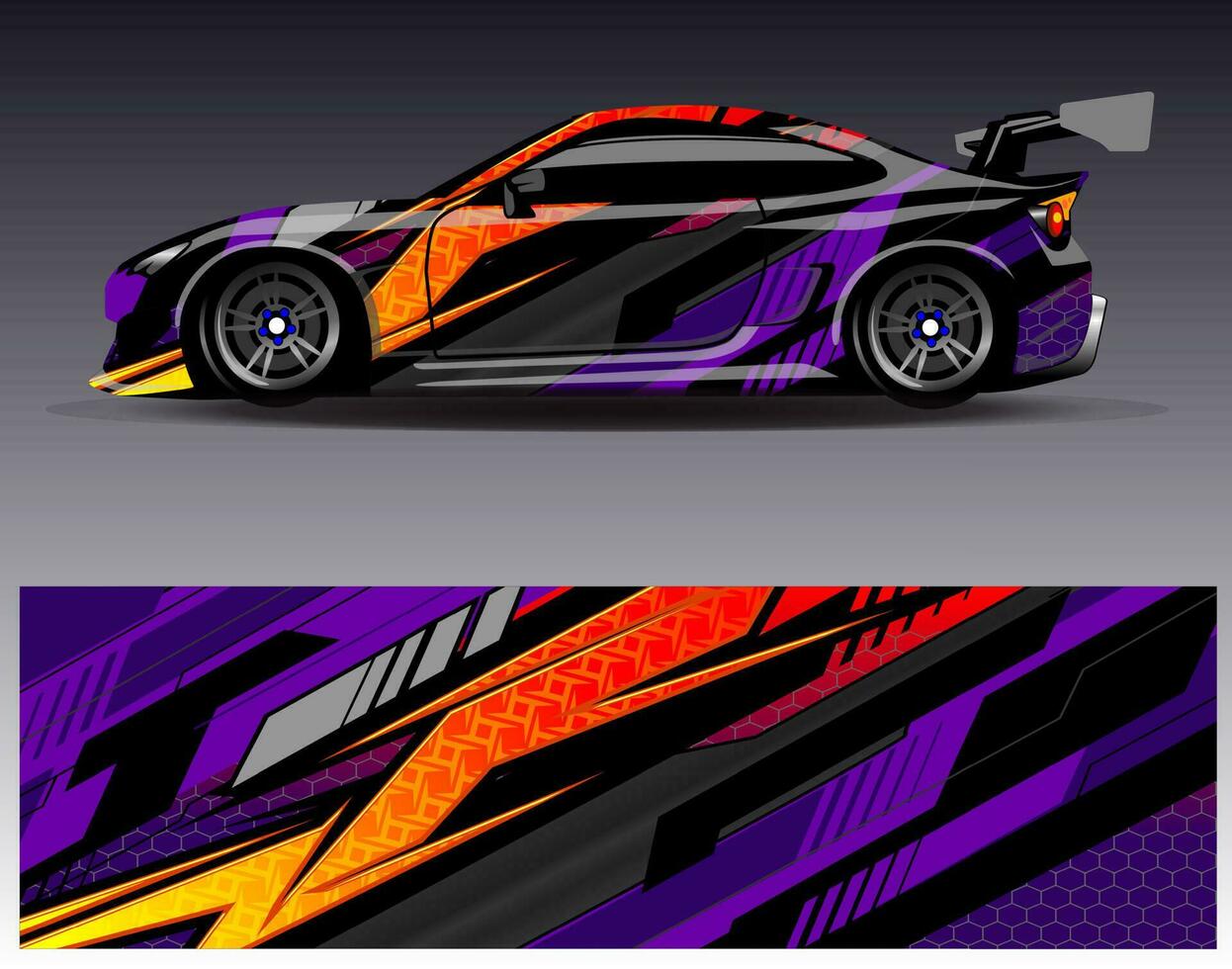 vector de diseño de envoltura de coche. Diseños de kits de fondo de carreras de franjas abstractas gráficas para envolver vehículos carrera de autos rally aventura y librea