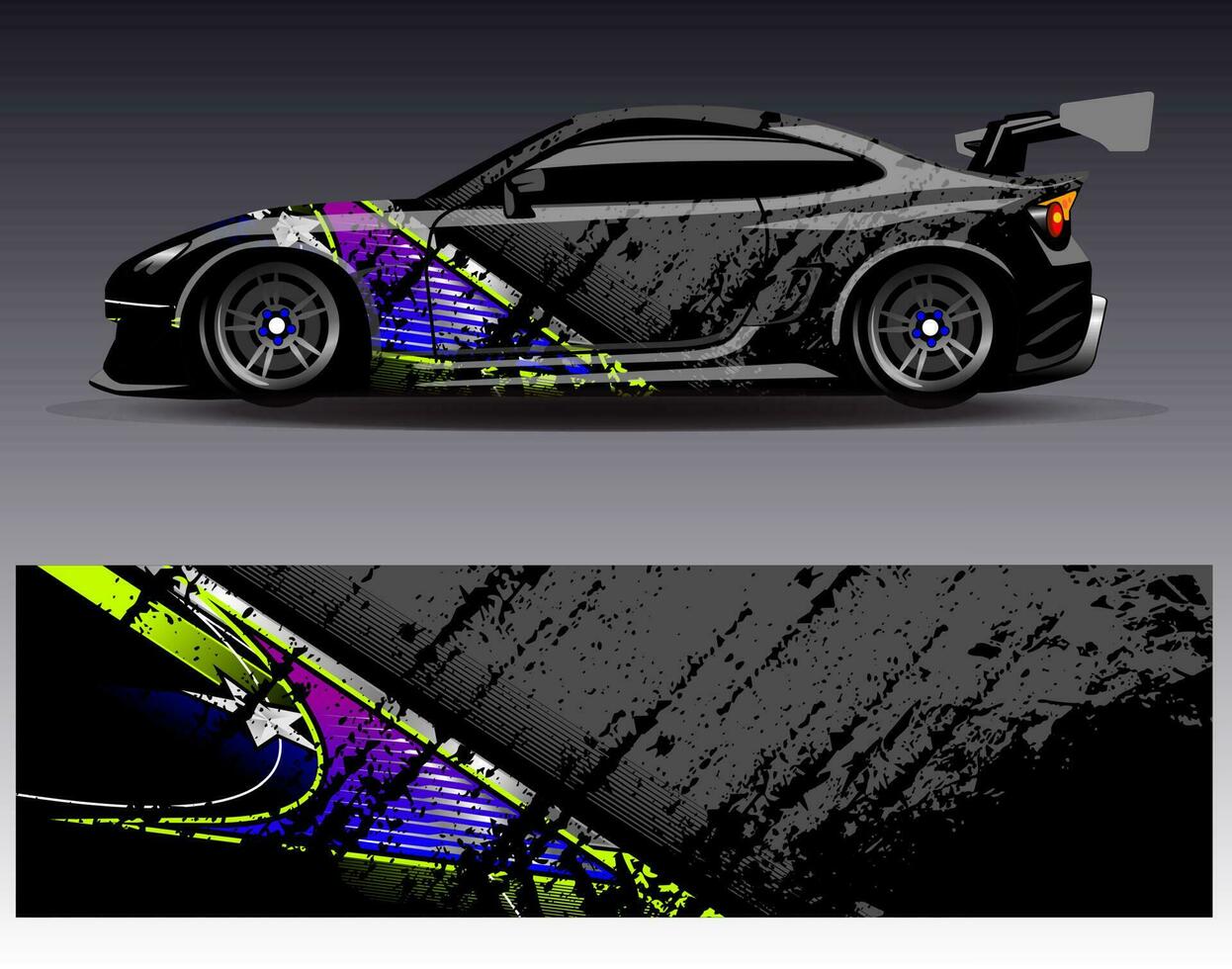 Car wrap design vector. Graphic abstract stripe racing background kit designs for wrap vehicle  race car  rally  adventure and livery vector