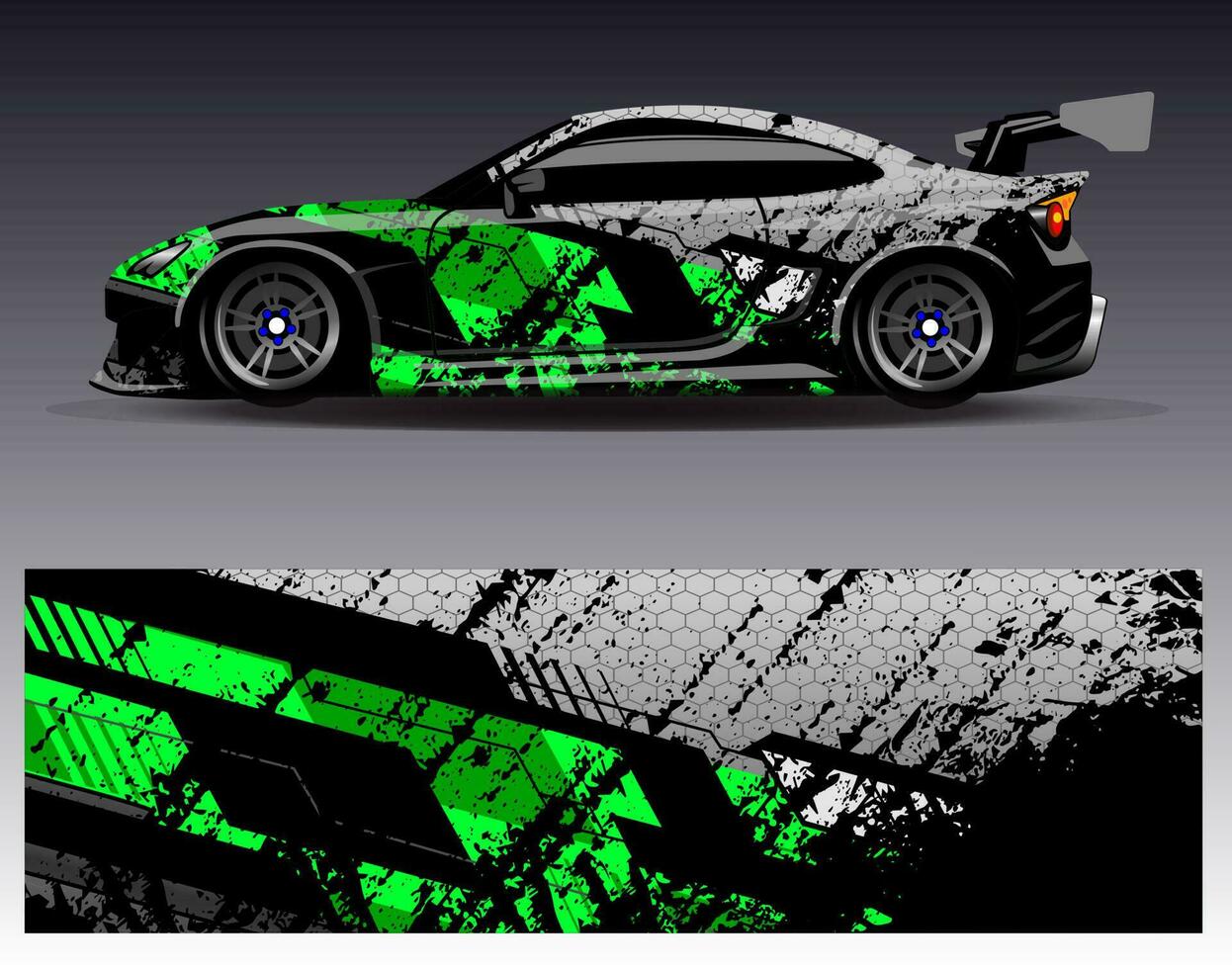 vector de diseño de envoltura de coche. Diseños de kits de fondo de carreras de franjas abstractas gráficas para envolver vehículos carrera de autos rally aventura y librea