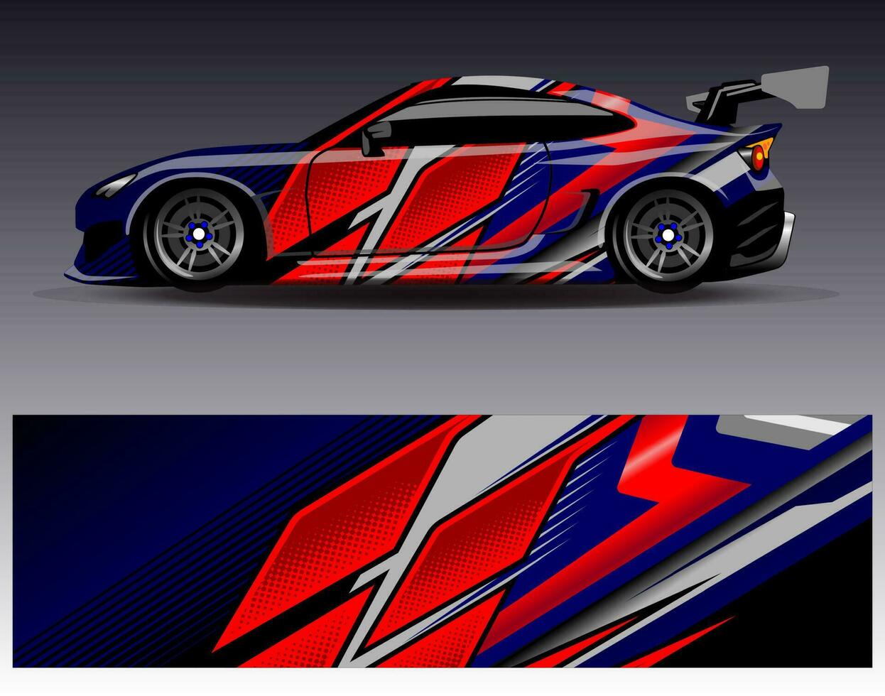 vector de diseño de envoltura de coche. Diseños de kits de fondo de carreras de franjas abstractas gráficas para envolver vehículos carrera de autos rally aventura y librea