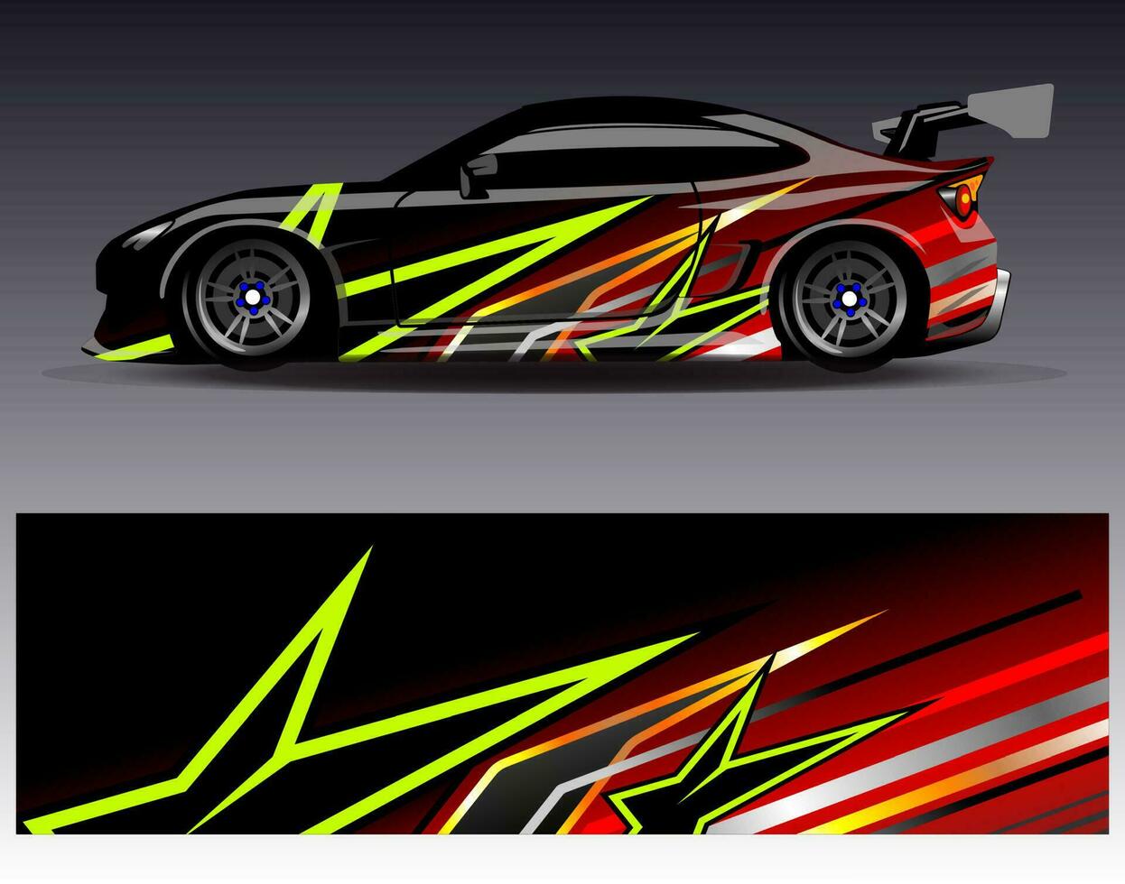Car wrap design vector. Graphic abstract stripe racing background kit designs for wrap vehicle  race car  rally  adventure and livery vector