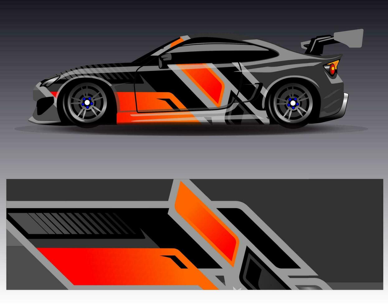 vector de diseño de envoltura de coche. Diseños de kits de fondo de carreras de franjas abstractas gráficas para envolver vehículos carrera de autos rally aventura y librea