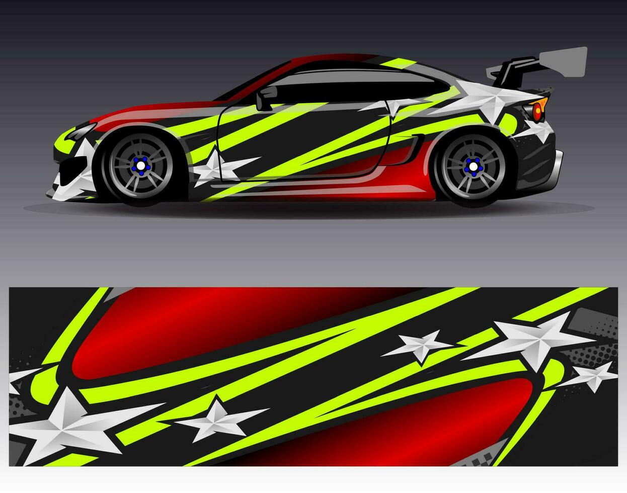 Car wrap design vector. Graphic abstract stripe racing background kit designs for wrap vehicle  race car  rally  adventure and livery vector