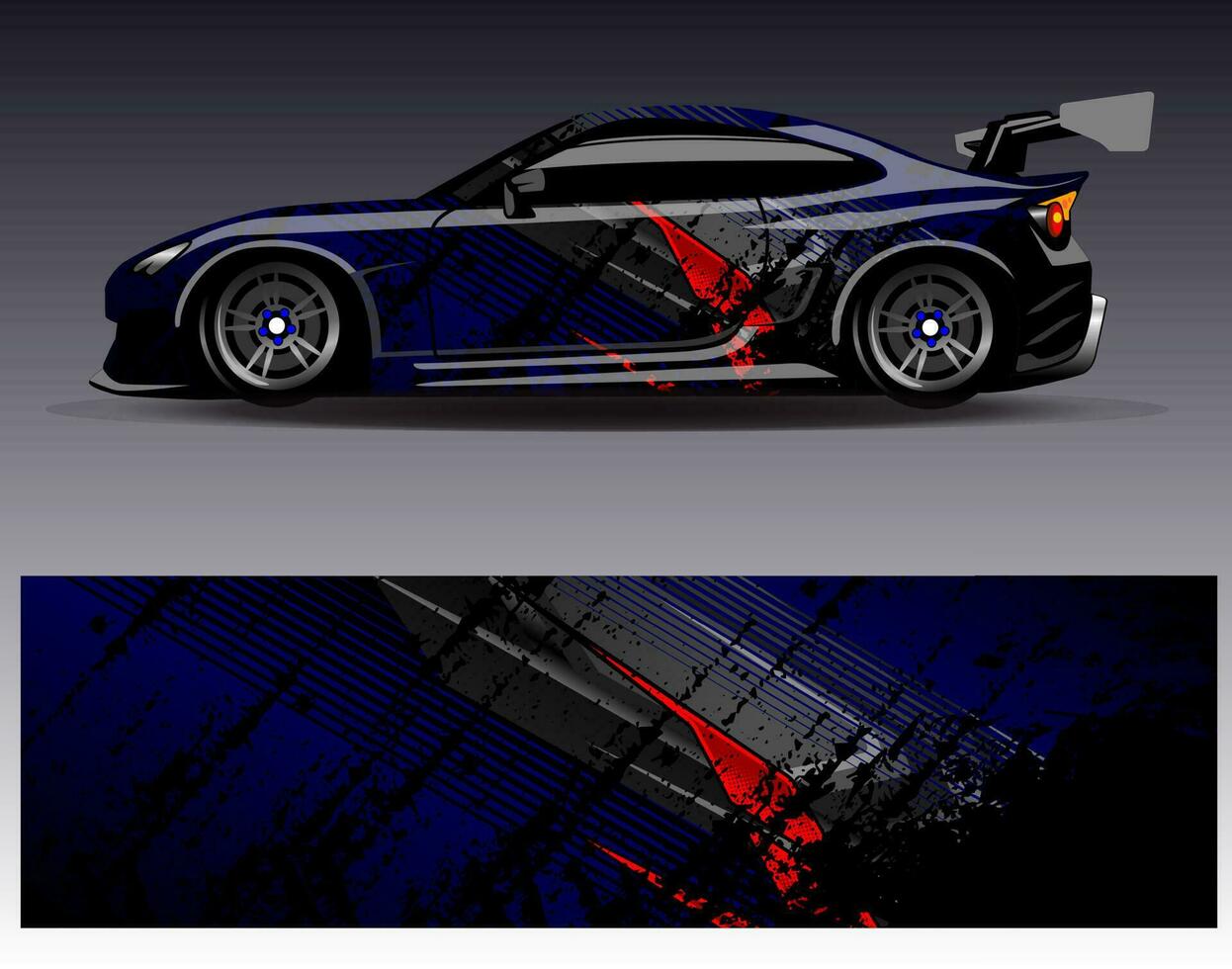 Car wrap design vector. Graphic abstract stripe racing background kit designs for wrap vehicle  race car  rally  adventure and livery vector