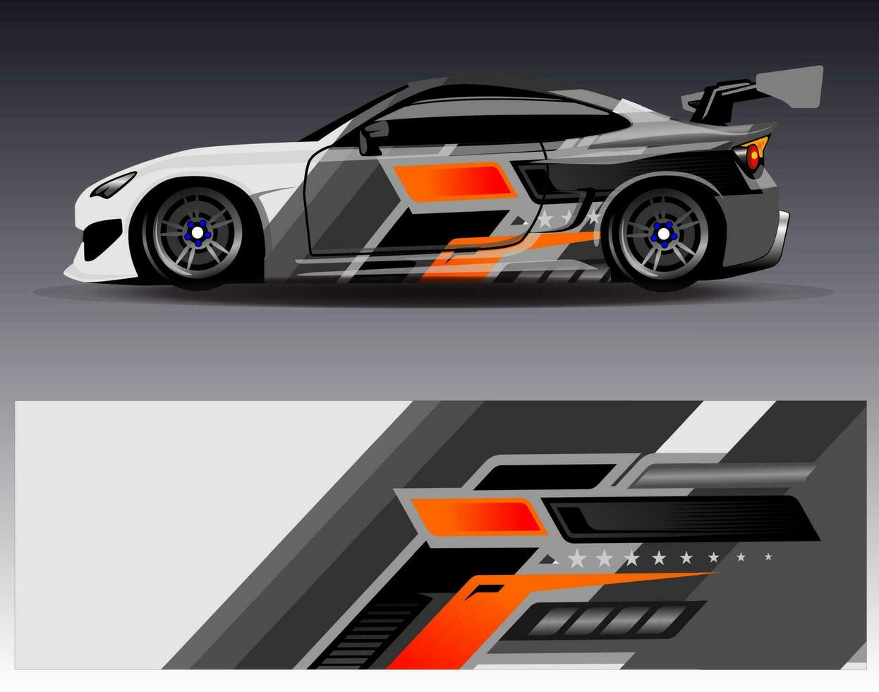 Car wrap design vector. Graphic abstract stripe racing background kit designs for wrap vehicle  race car  rally  adventure and livery vector