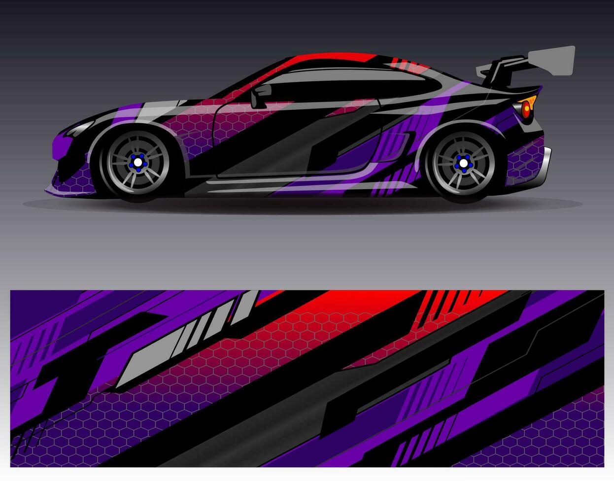 vector de diseño de envoltura de coche. Diseños de kits de fondo de carreras de franjas abstractas gráficas para envolver vehículos carrera de autos rally aventura y librea