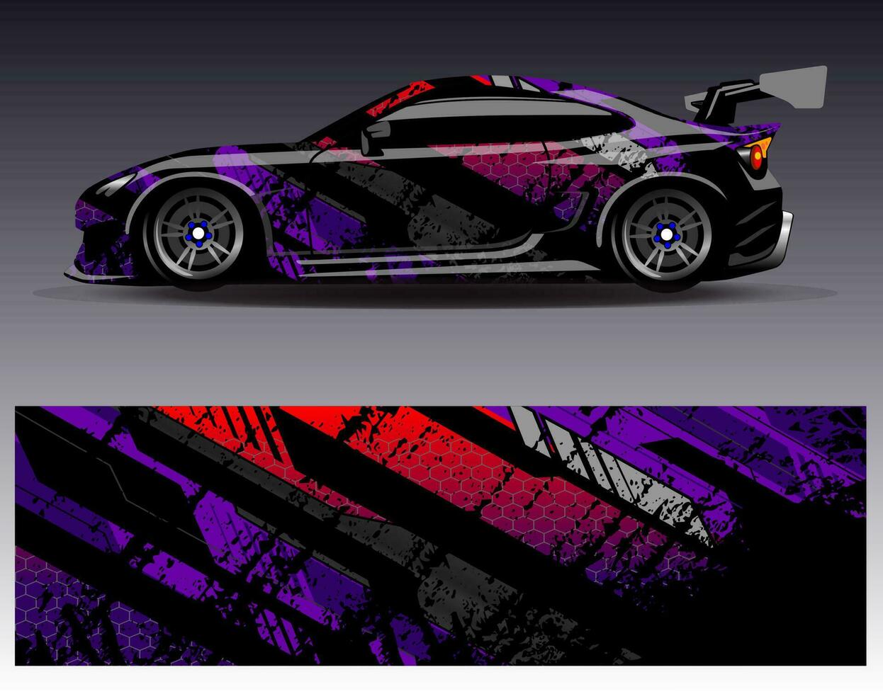 vector de diseño de envoltura de coche. Diseños de kits de fondo de carreras de franjas abstractas gráficas para envolver vehículos carrera de autos rally aventura y librea